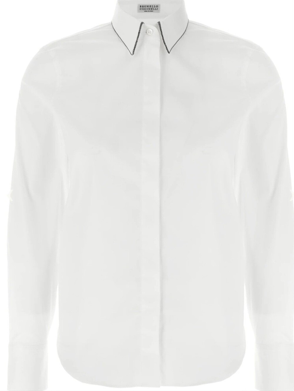 Brunello Cucinelli White Dress Shirt with Black Contrast Trim